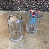 Set de 2 pots à confiture allongé en verre bullé