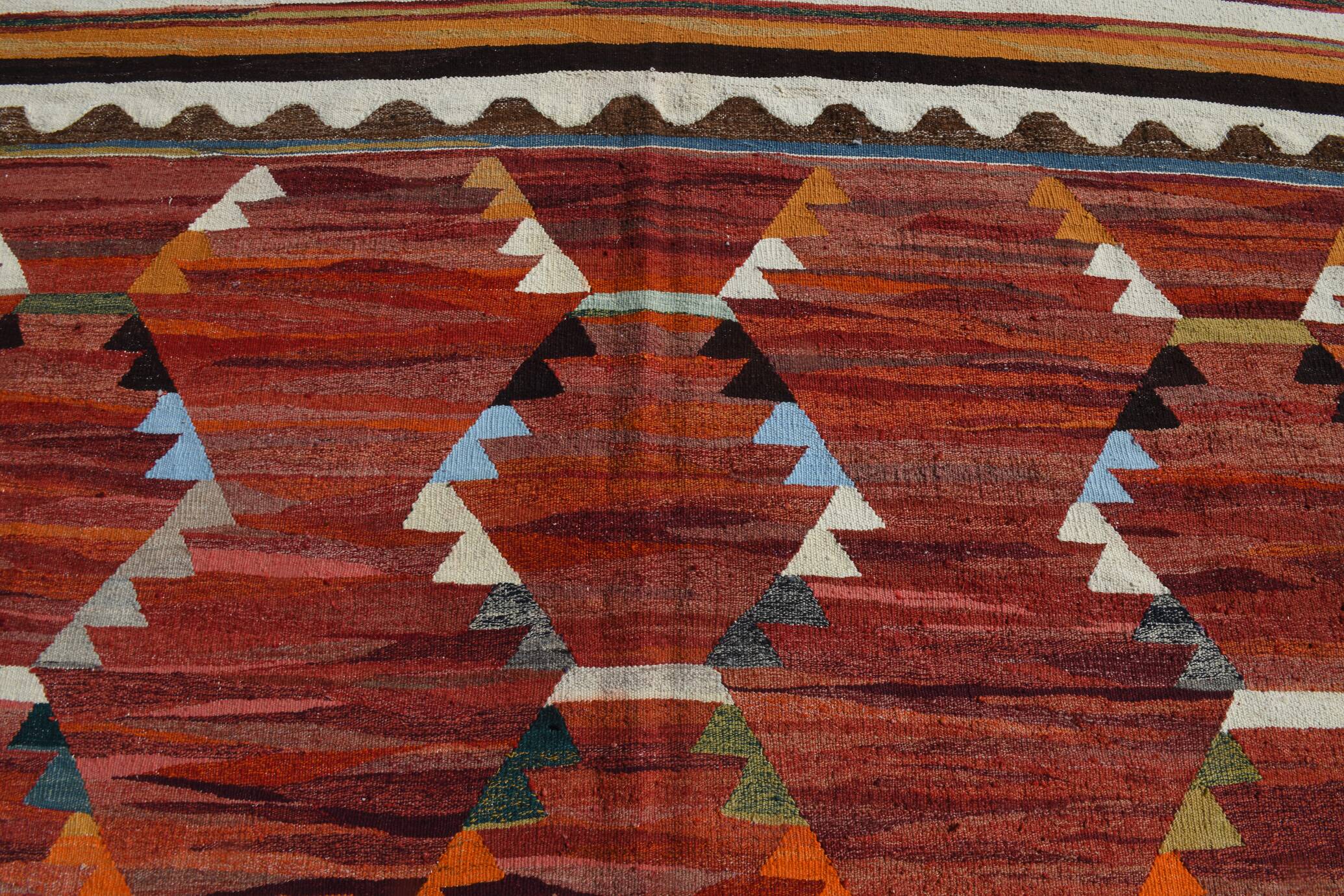 Turkish Wine Red Handmade Wool Kilim Rug, 312x407Cm
