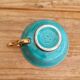 Vintage coffee cup duo Magda turquoise and gold Made in France