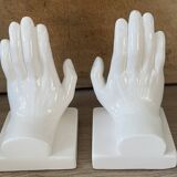 VAGA International ceramic bookends, hand-shaped, 1980s.