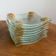 Art glass tea light holders or plates, fused glass with bright rainbow colours