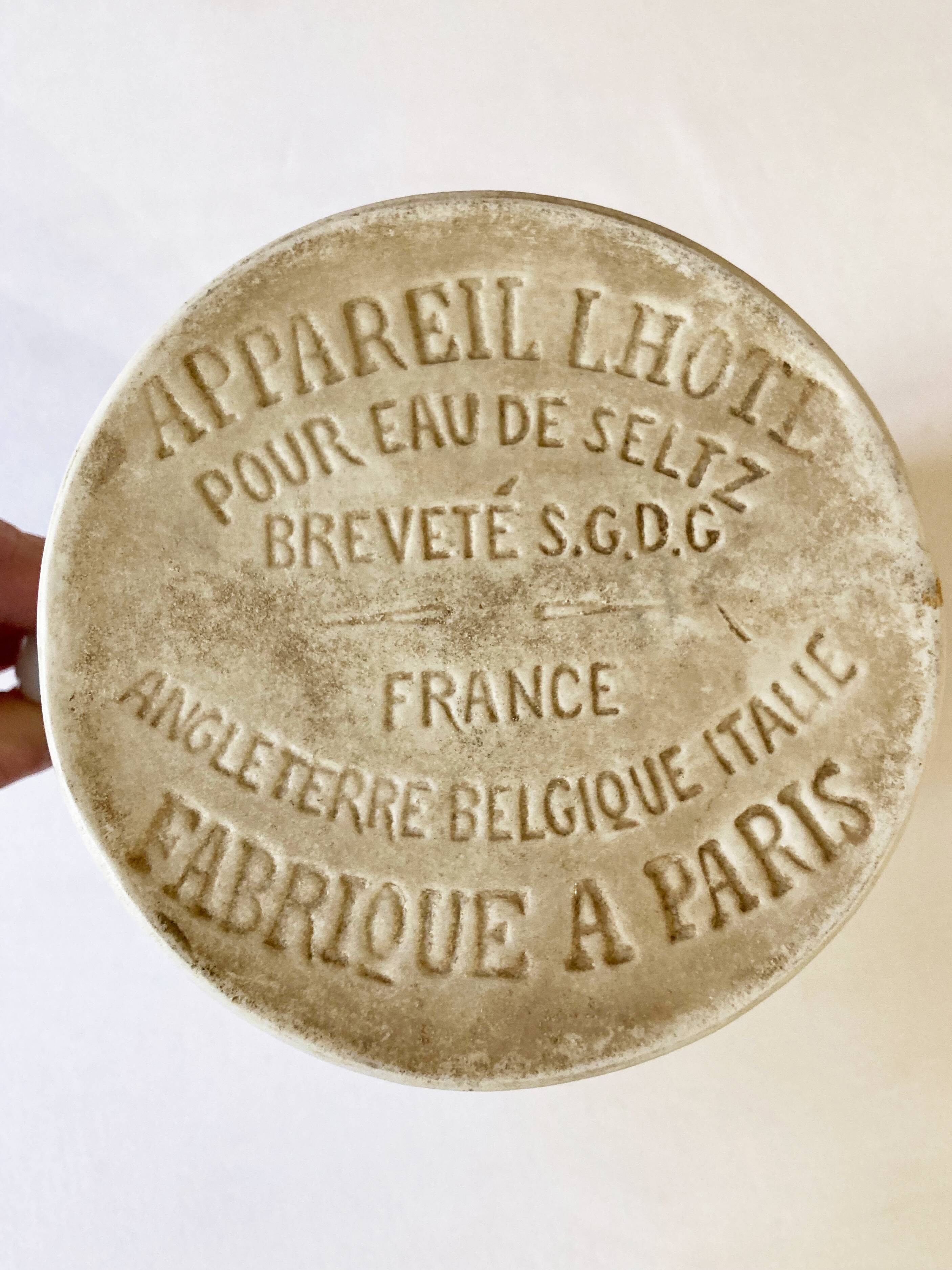 Appareil Lhote pour eau de Seltz