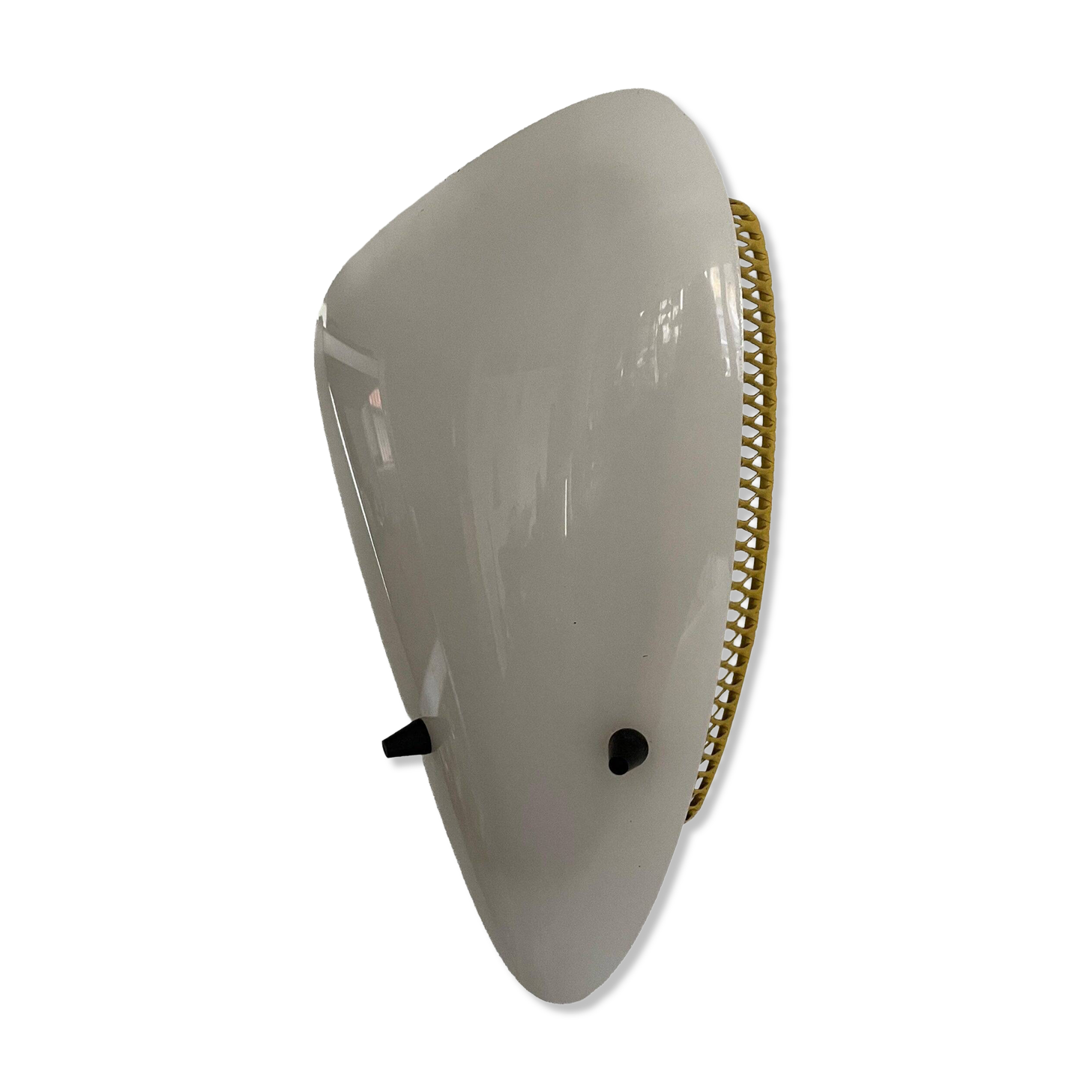 Applique simple du milieu du siècle en plexiglas blanc et métal jaune, années 1950, Allemagne