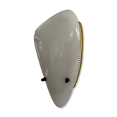 Simple mid-century wall light in white plexiglass and yellow metal, 1950s, Germany.