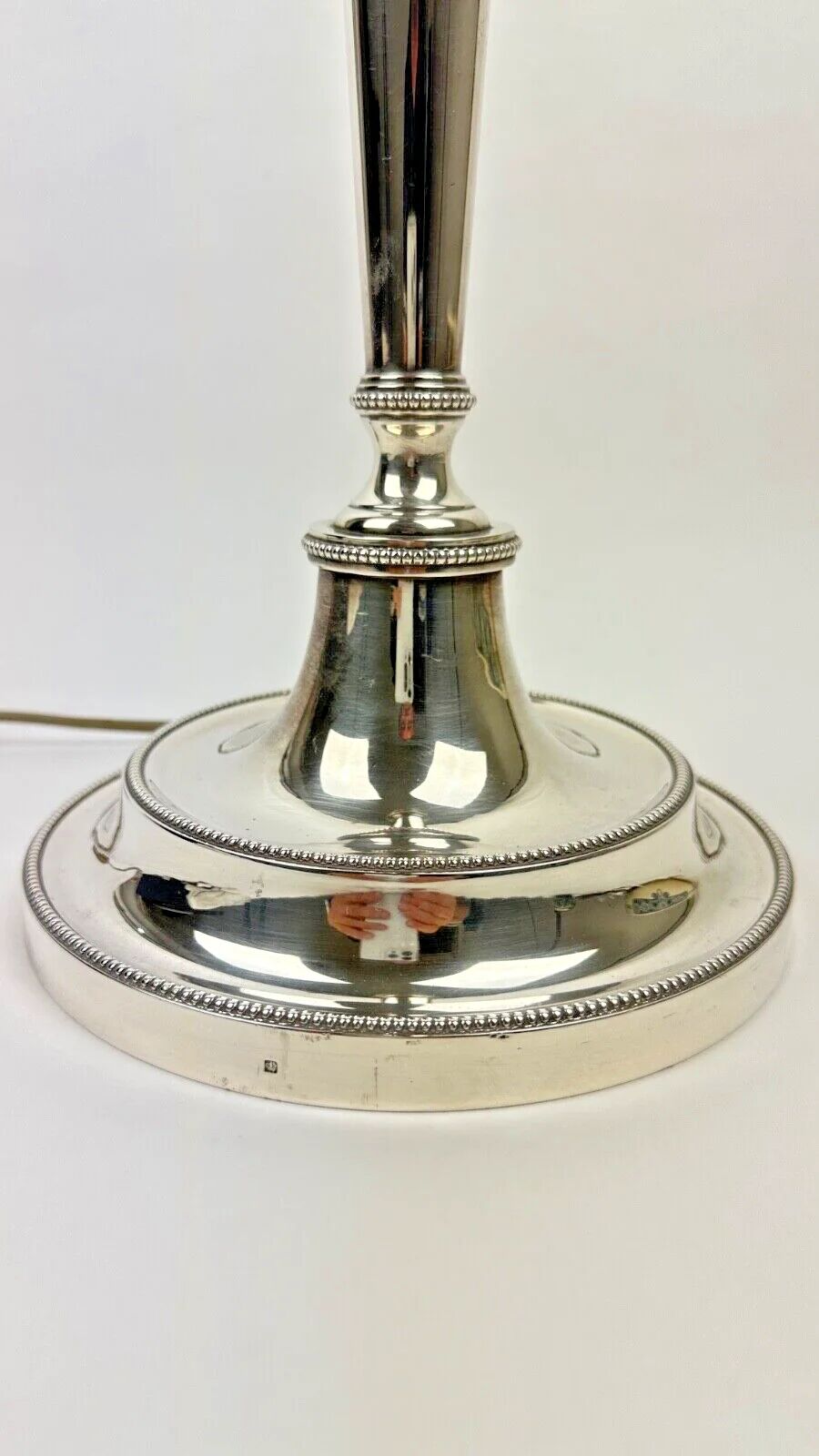 Silver-plated bronze lamp base, candlestick converted into a lamp, H. 53.5 cm