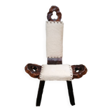 Tripod chair/stool in wood and goatskin