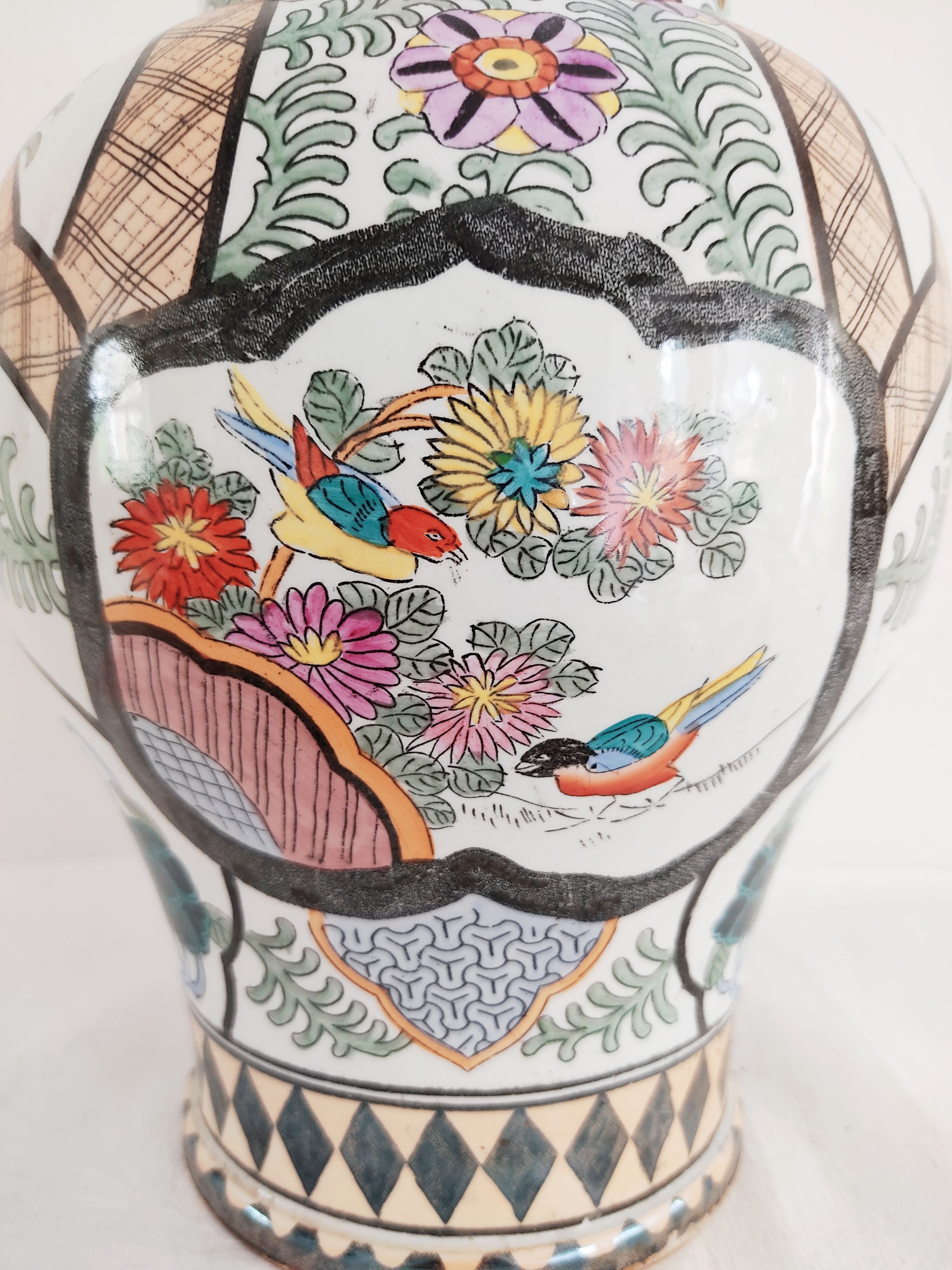 Vase Asian décor mid 20th