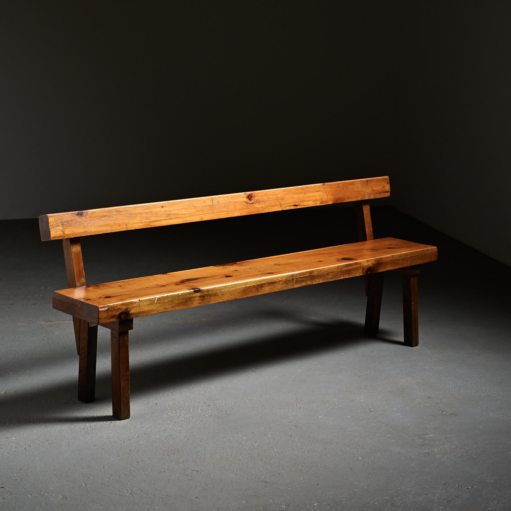 Banc en pin massif par Christian Durupt, circa 1960