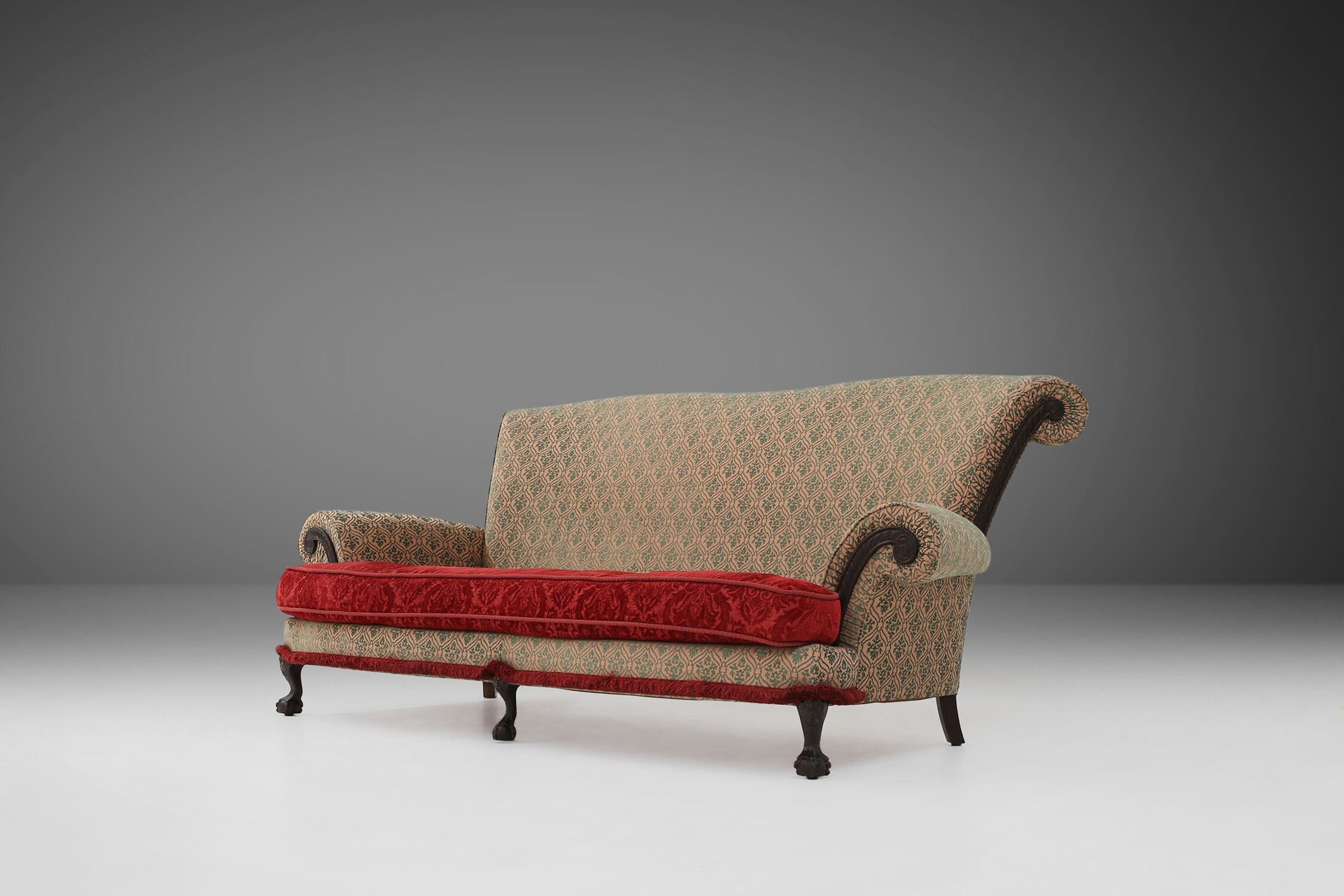 Extra large Victorian sofa and ottoman 1890
