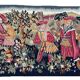 Important handwoven tapestry Medieval life 20th century