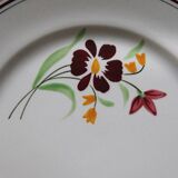 3 dessert plates earthenware Salins France hand-painted
