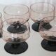Set de 11 coupes à pied rose, vintage, 1950, mid century