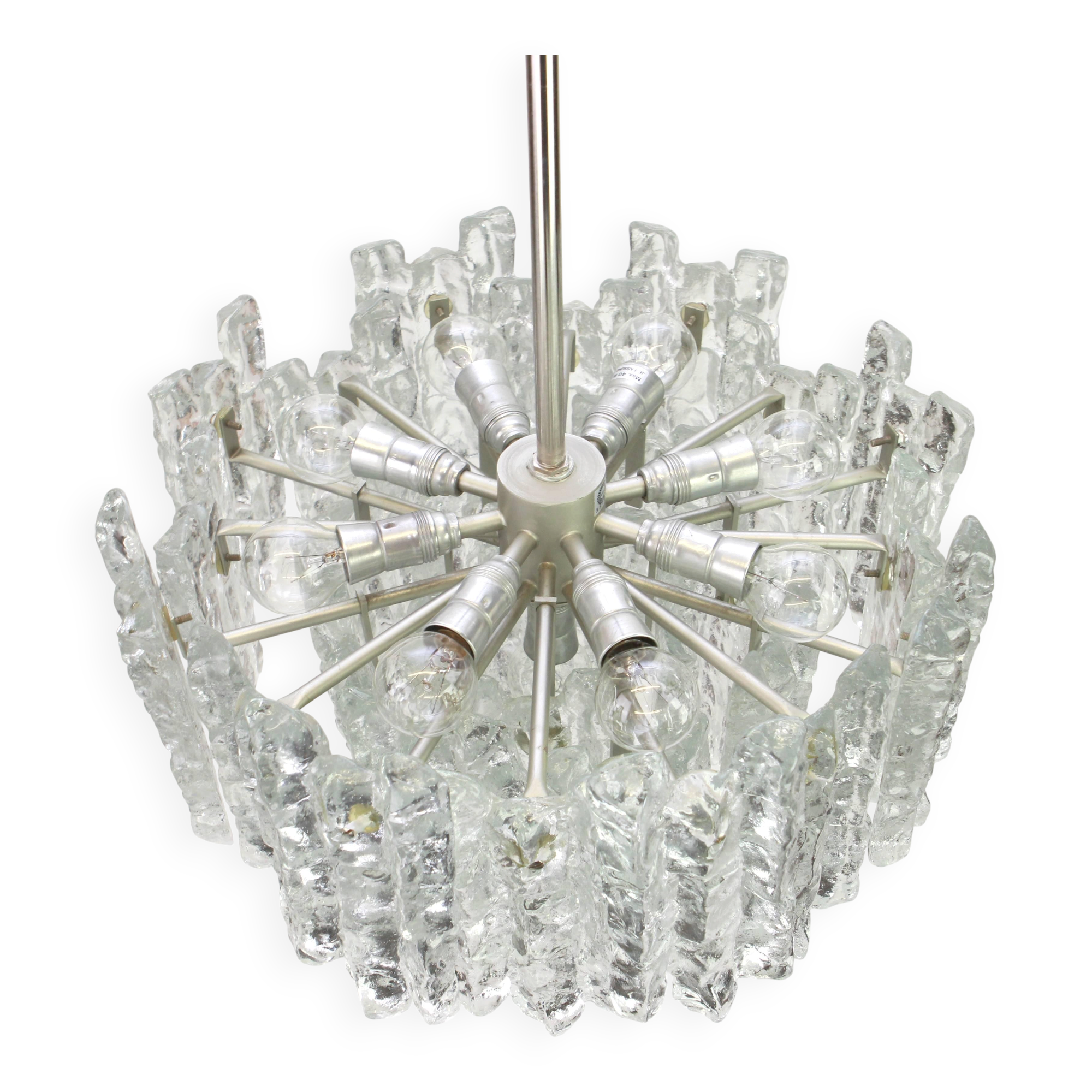 Glass ice Murano chandelier by Kalmar, Austria, 1960s