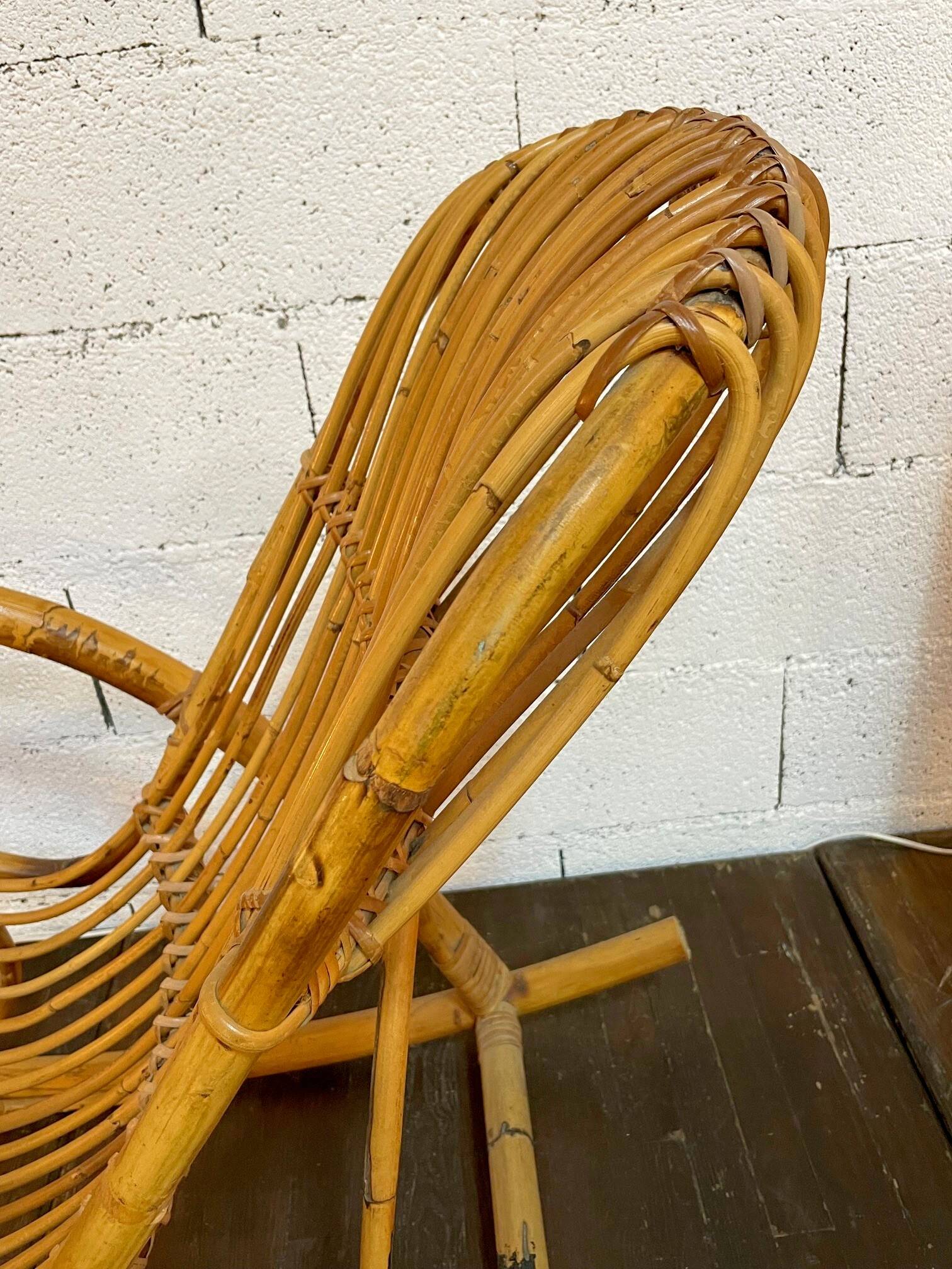 Vintage 1960s rattan rocking chair
