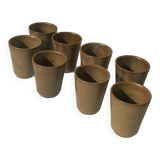 Set of 8 cups in glazed stoneware vintage Digoin 1970