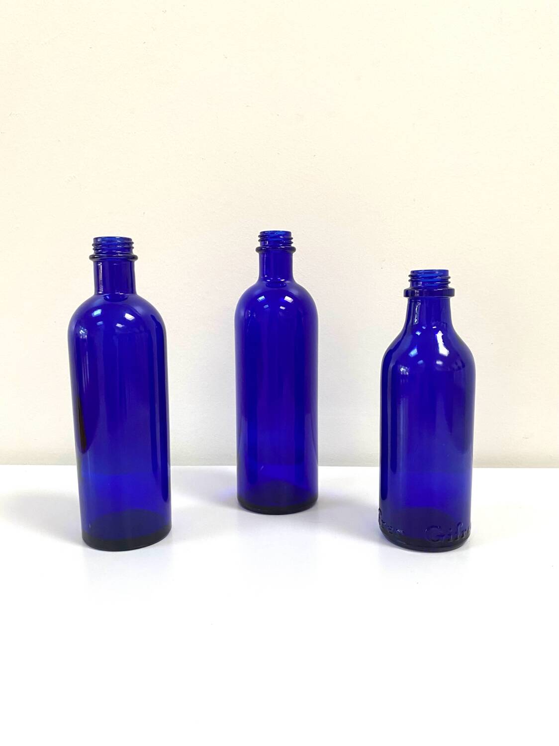 Cobalt Blue Glass Bottle/Vase Trio