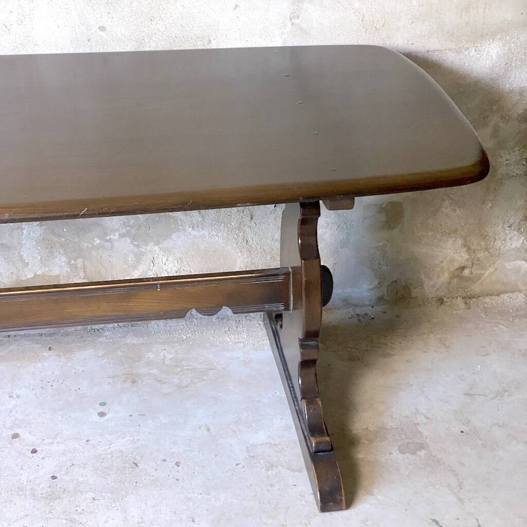 Rustic table in solid elm, vintage 1960s.