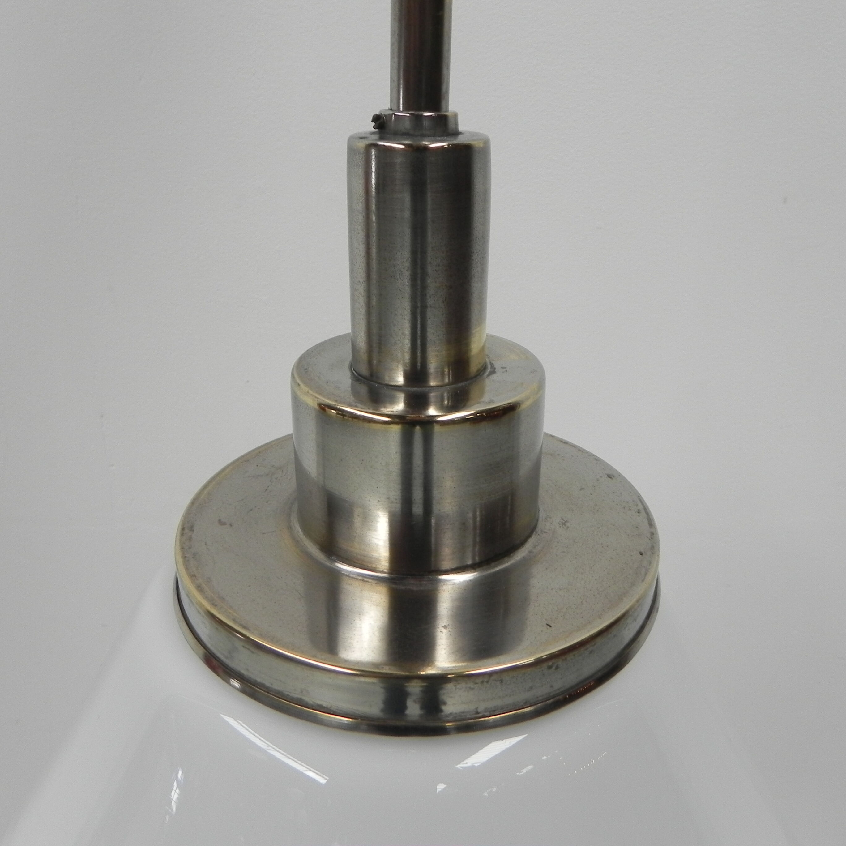 Art Deco school lamp with white glass shade