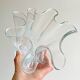 Vintage folded clear glass vase - wave