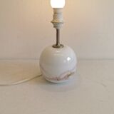 Table lamp in white opal glass, with pink details/decoration
