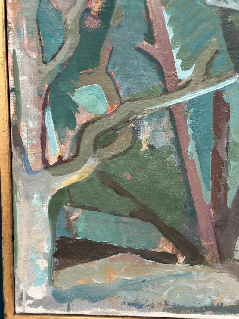 Original Swedish Oil on Canvas – “Forest” by Thure Lindskoog – Signed – Vintage & Framed – 44 × 32 cm (17.3" × 12.6")