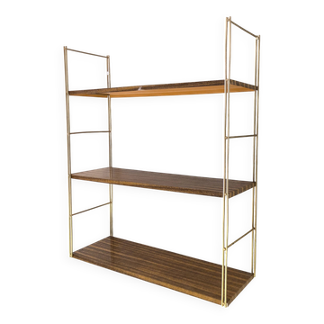 Étagère filaire dorée en métal imitation bois