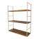 Golden wire shelf in metal with a wood effect.