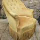 Fauteuil crapaud Style Napoléon III ocre jaune vintage, années 40