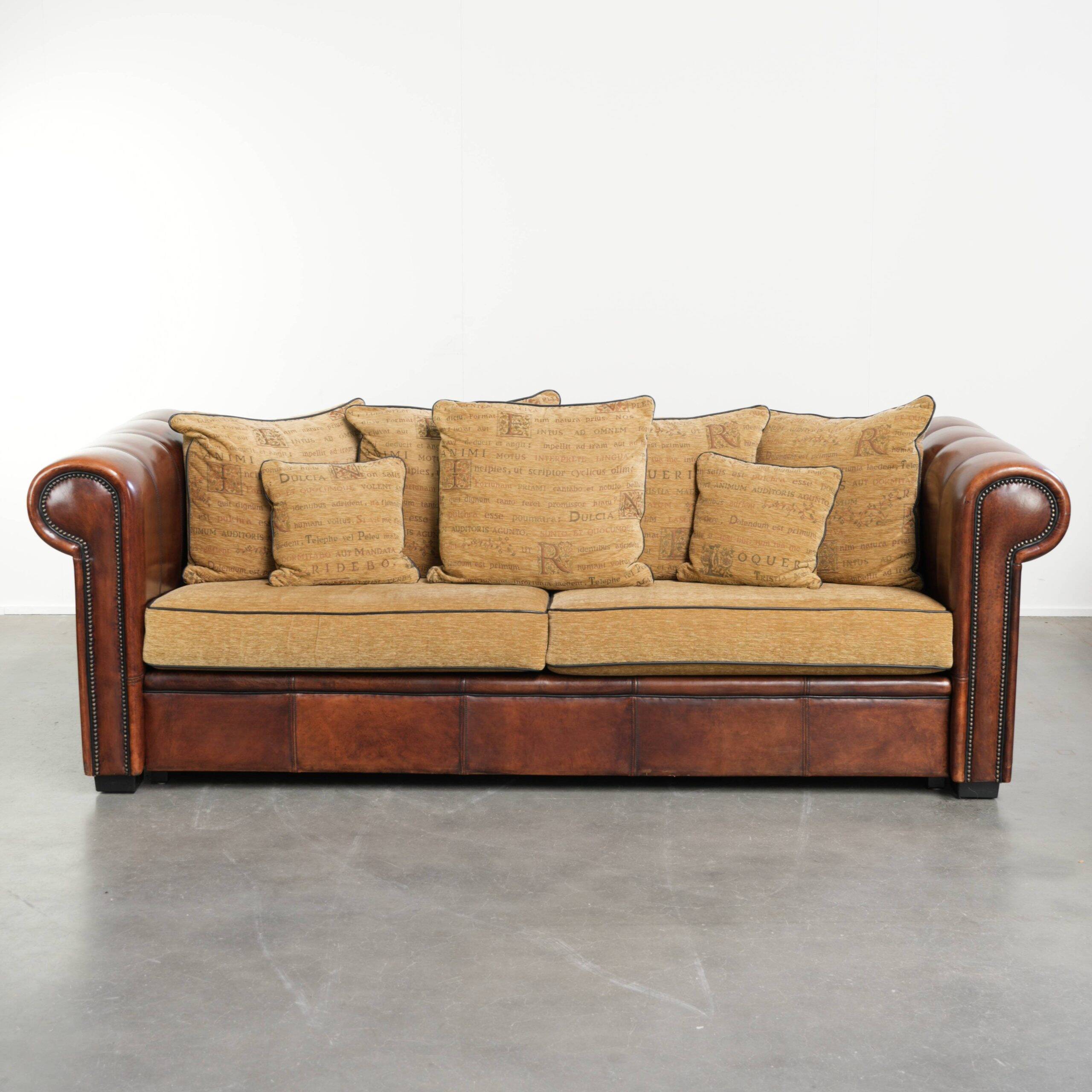 Sheepskin 3-seater sofa from the late 20th century with removable armrests