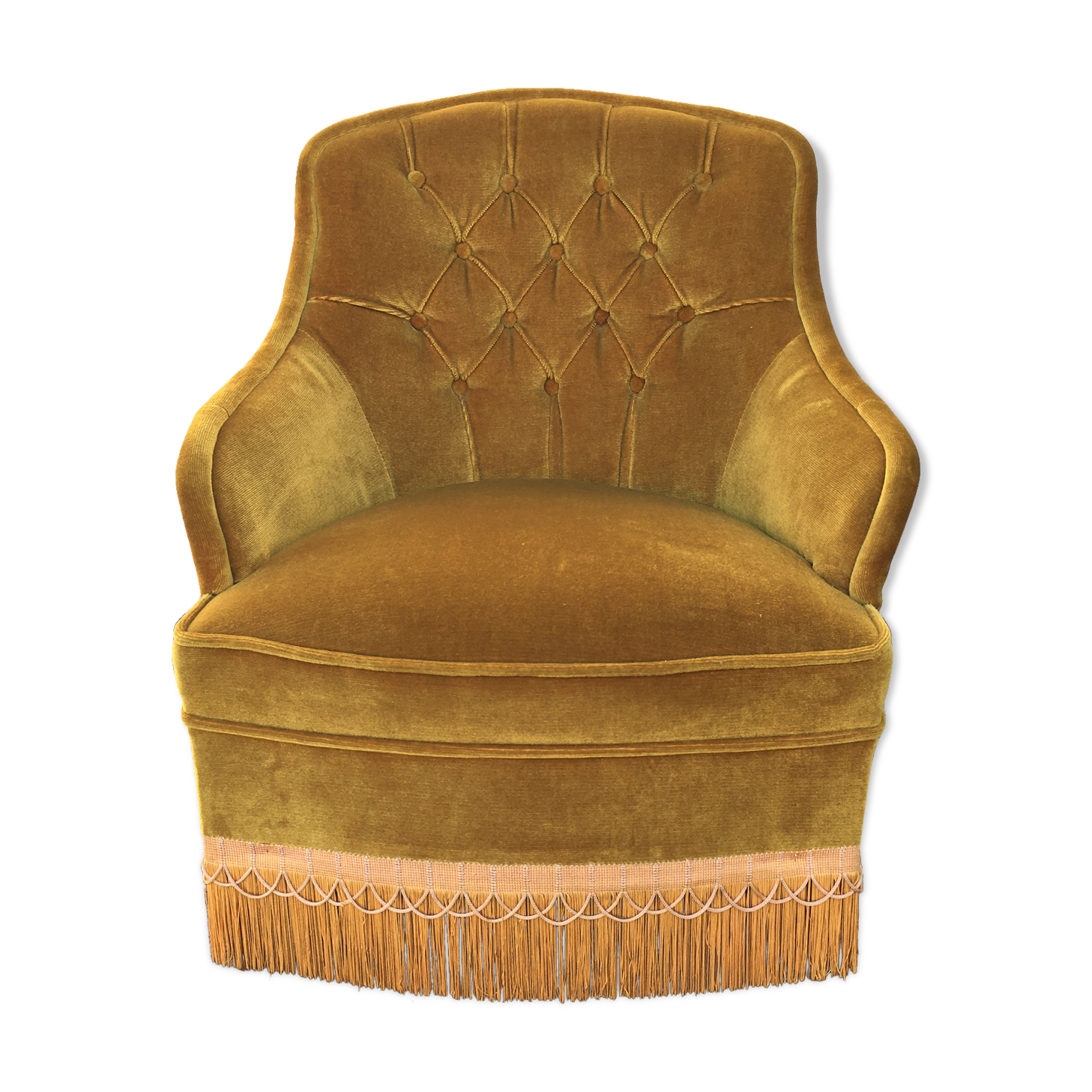 Vintage toad chair velvet gold