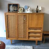 Furniture with wooden secretary and rattan