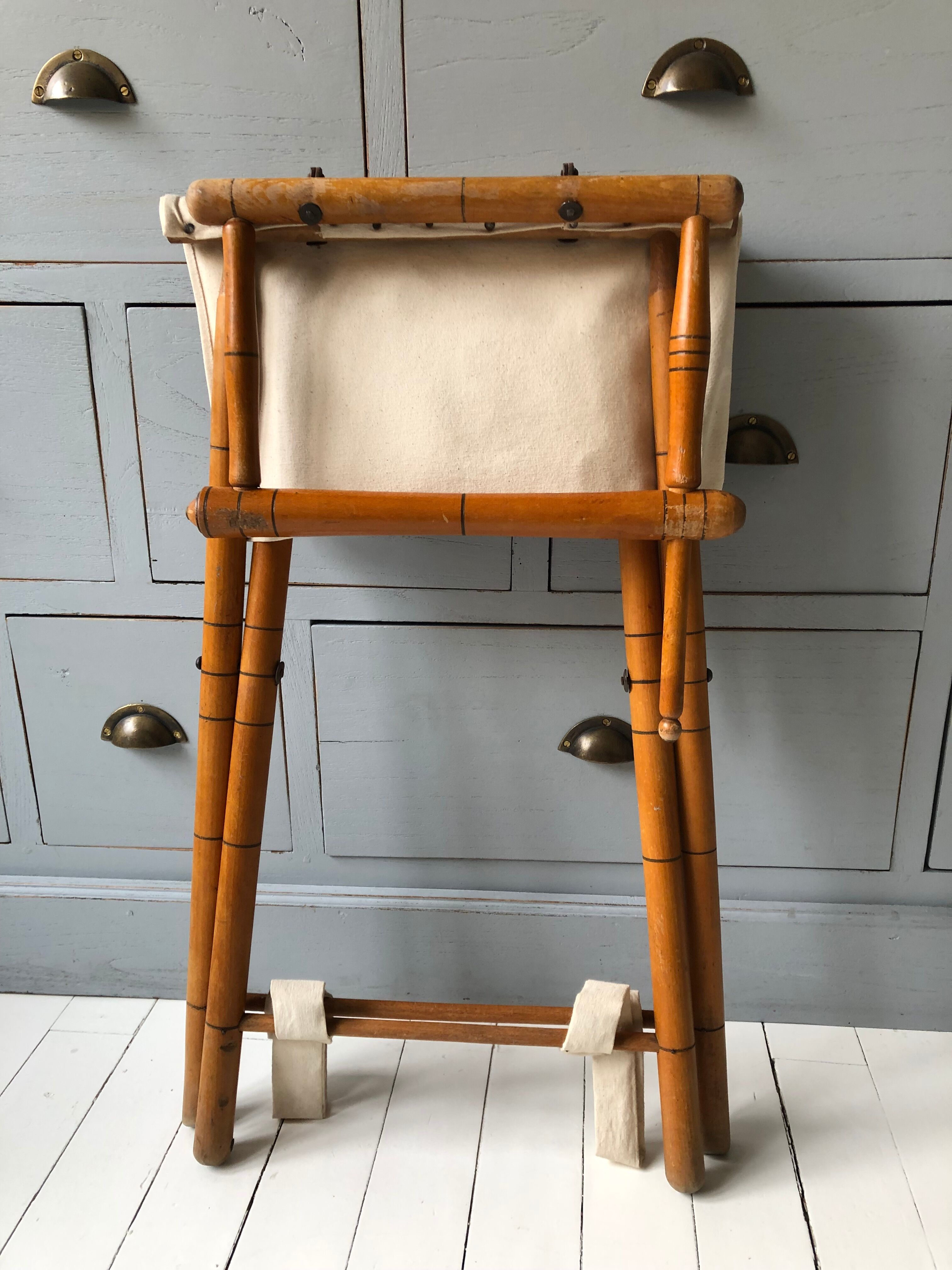 Former director's side chair in wood and canvas