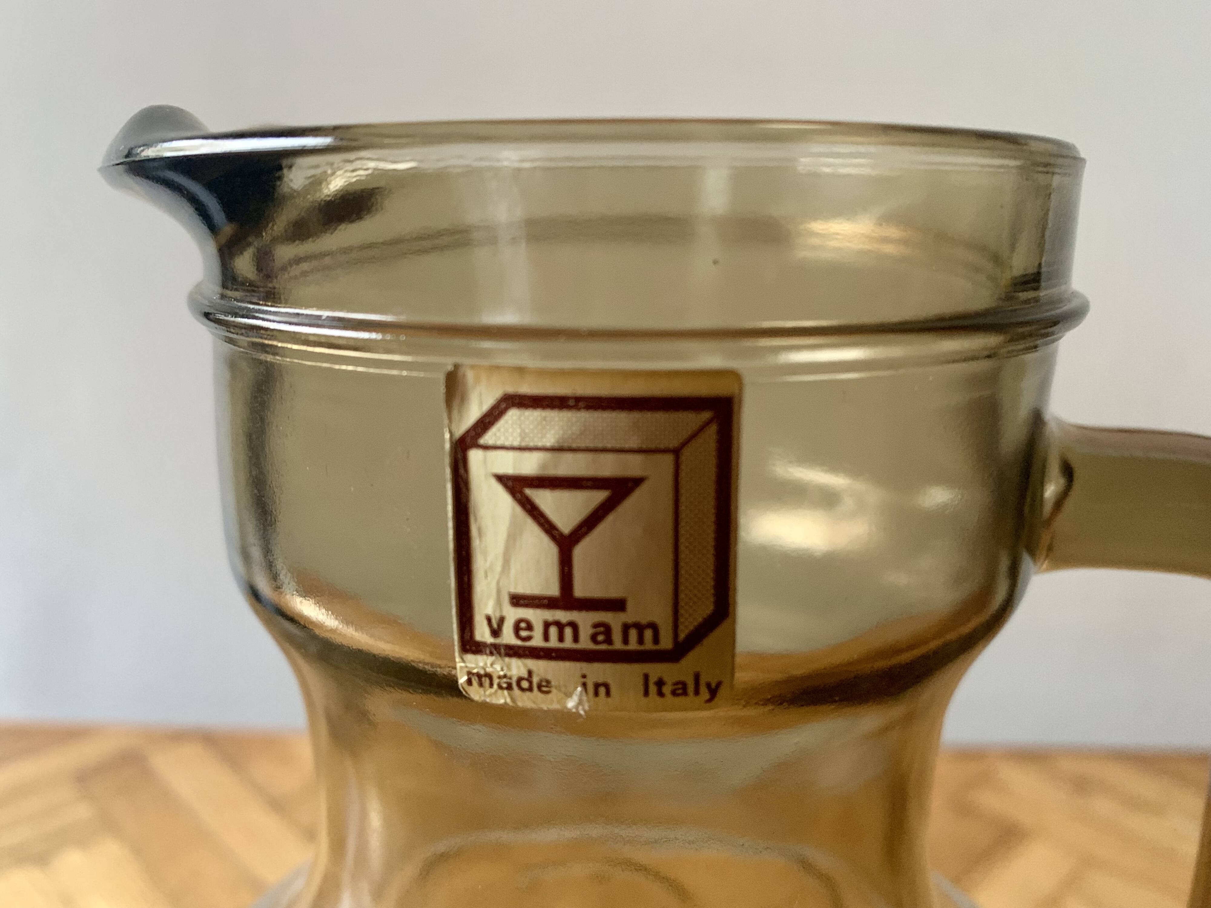 Vintage smoked glass lemonade set - vemam - made in italy