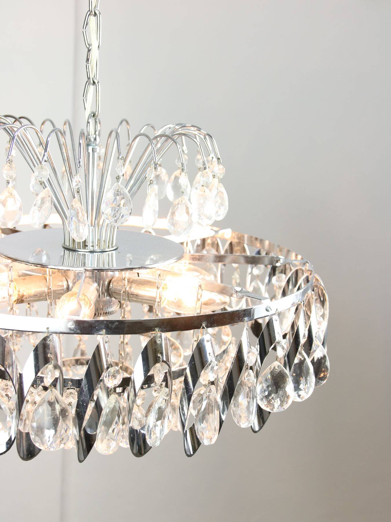 Lustre en cristal viennois vintage de taille moyenne, années 70