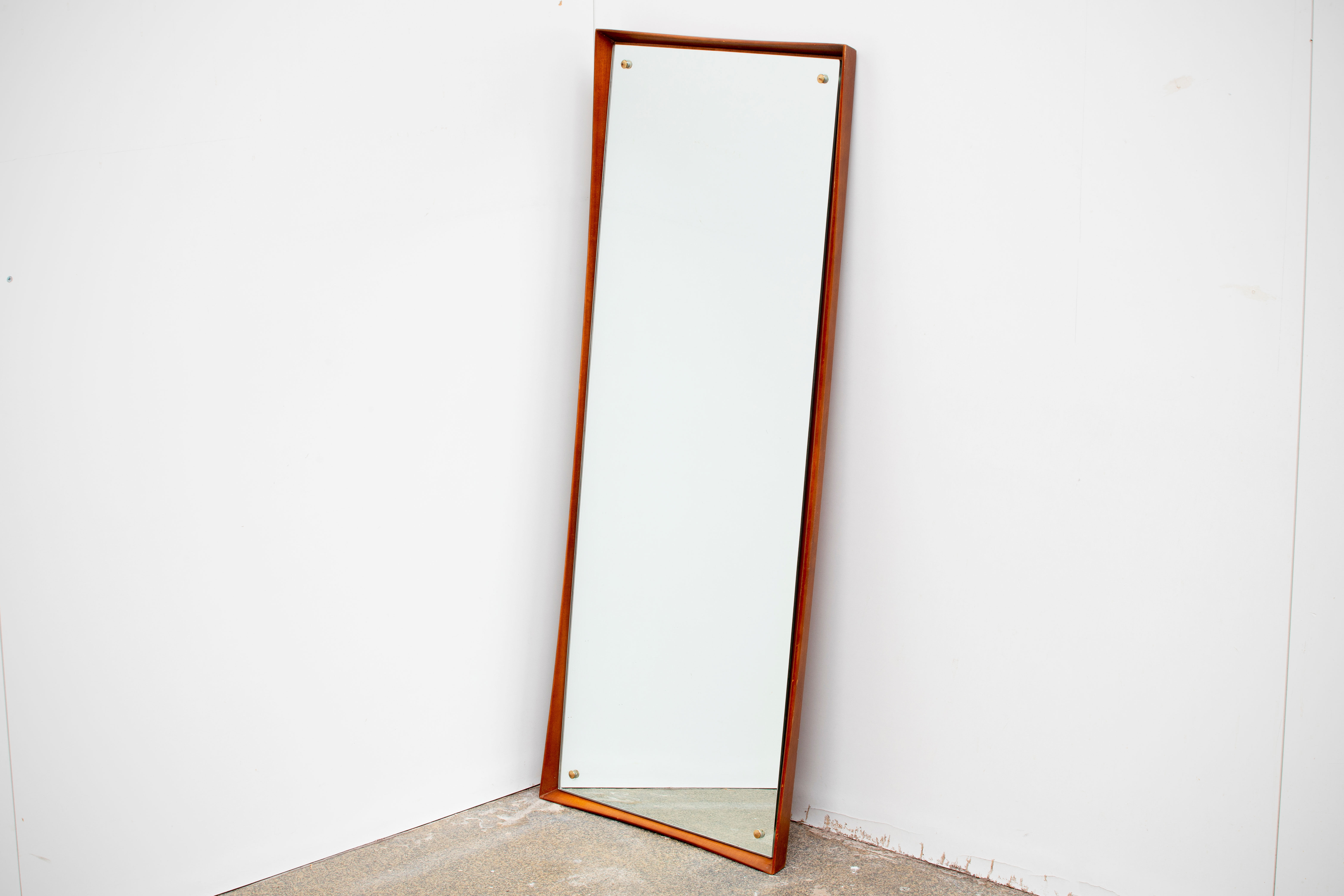 Vintage Scandinavian mirror in teak H 128 cm
