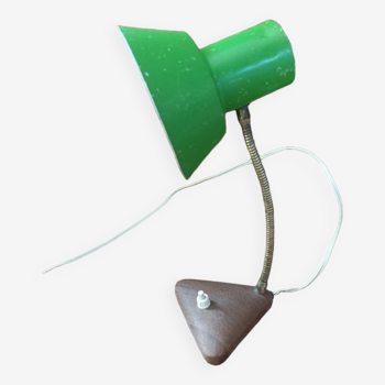 Lampe bureau chevet métal vert doré bois patiné dp 0823304