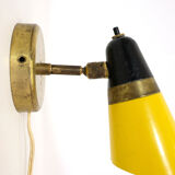 Yellow and black two-tone wall lamp from 50-60 years