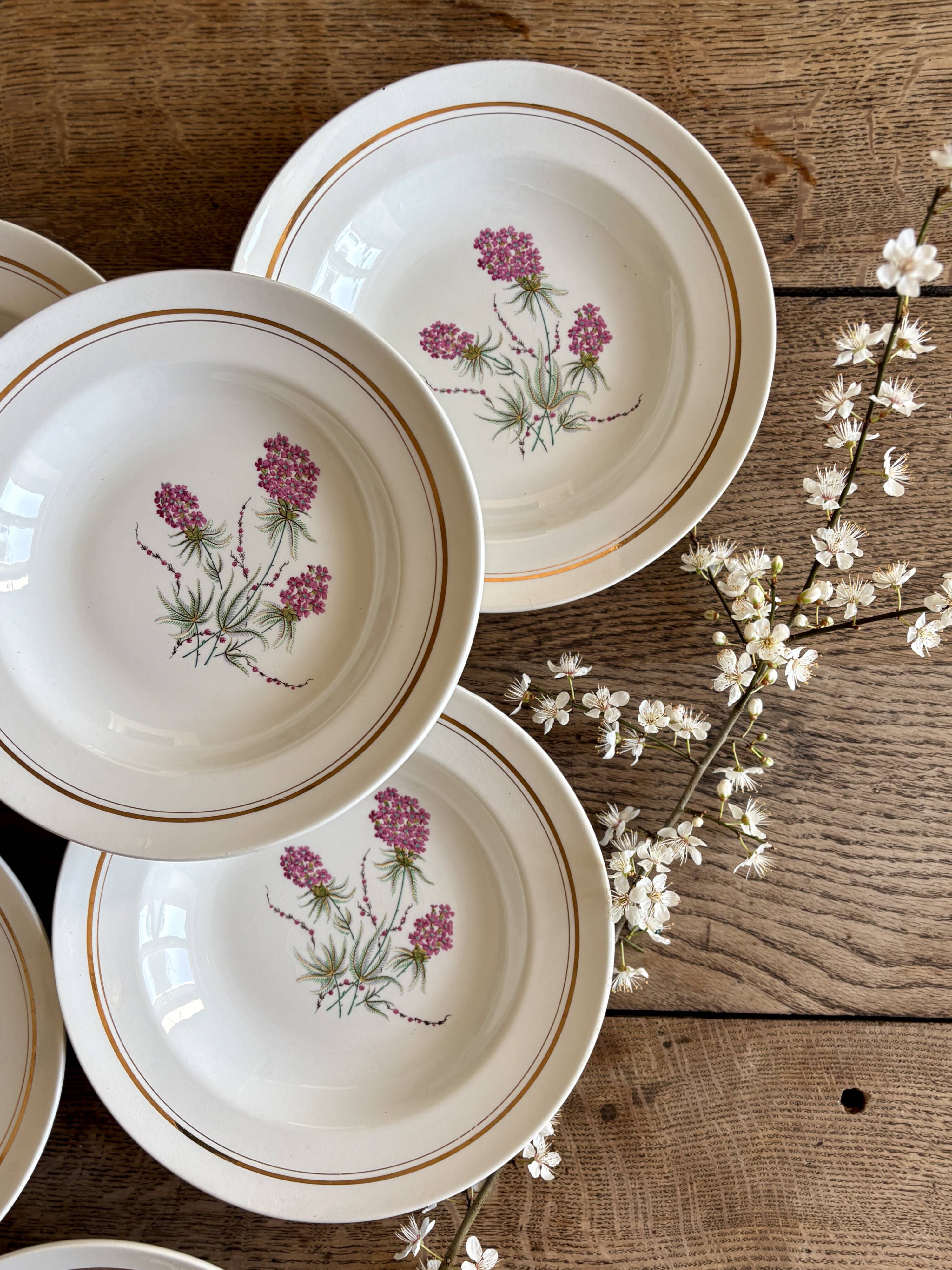 Set of 6 vintage deep plates - Moulin des Loups