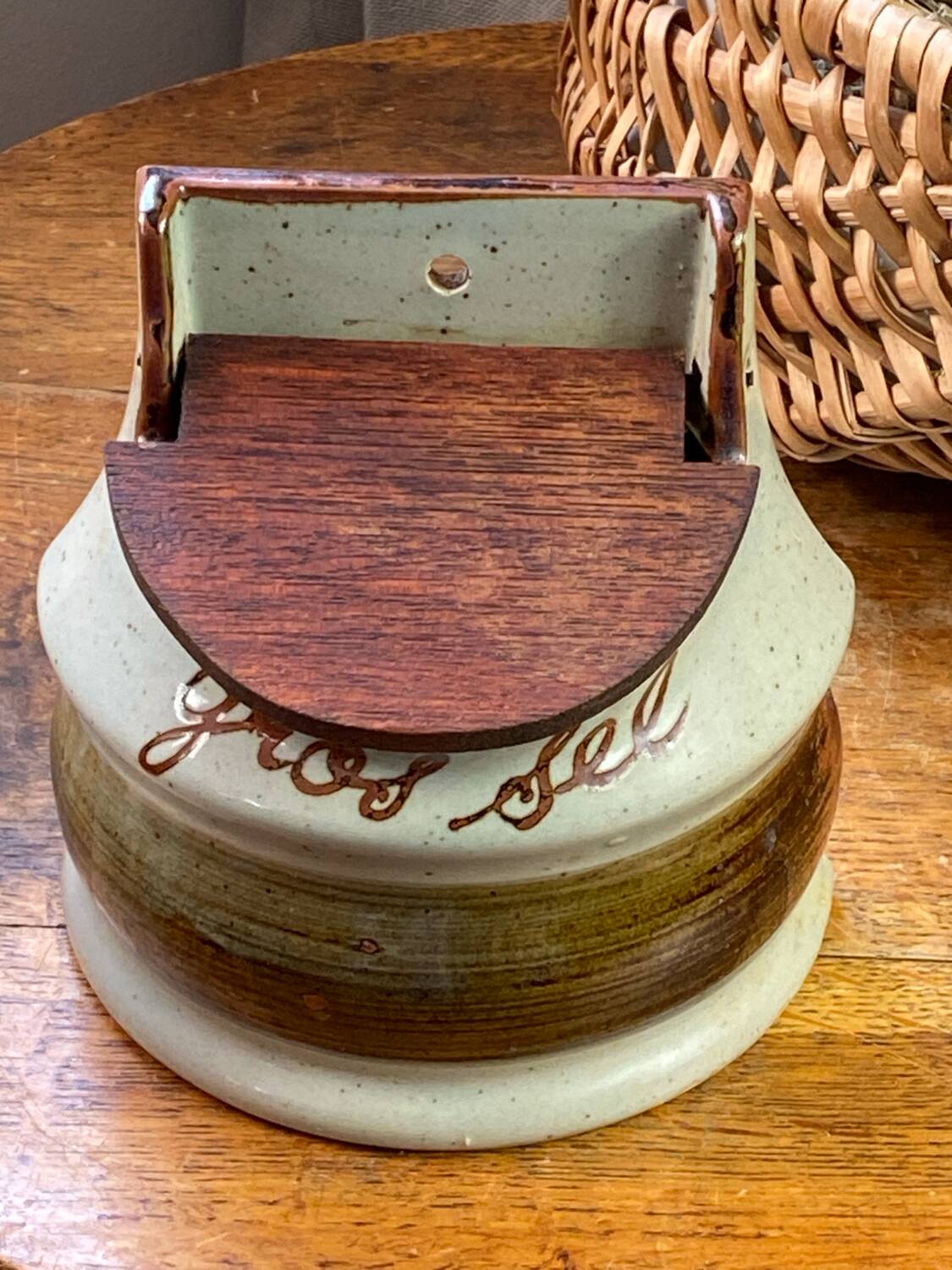 Large salt box in stoneware