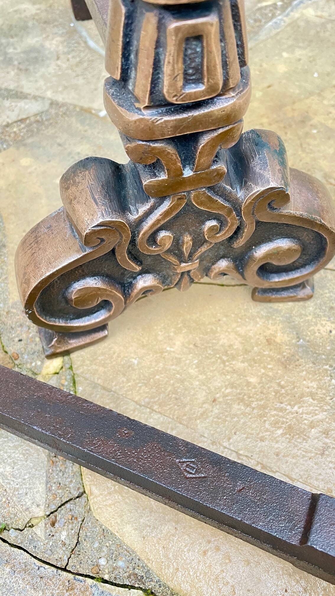 Paire de CHENETS Laiton Massif VINTAGE