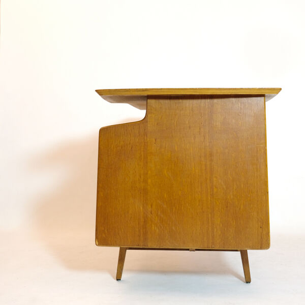 Bureau en chêne tripode, Jacques Hauville 1950