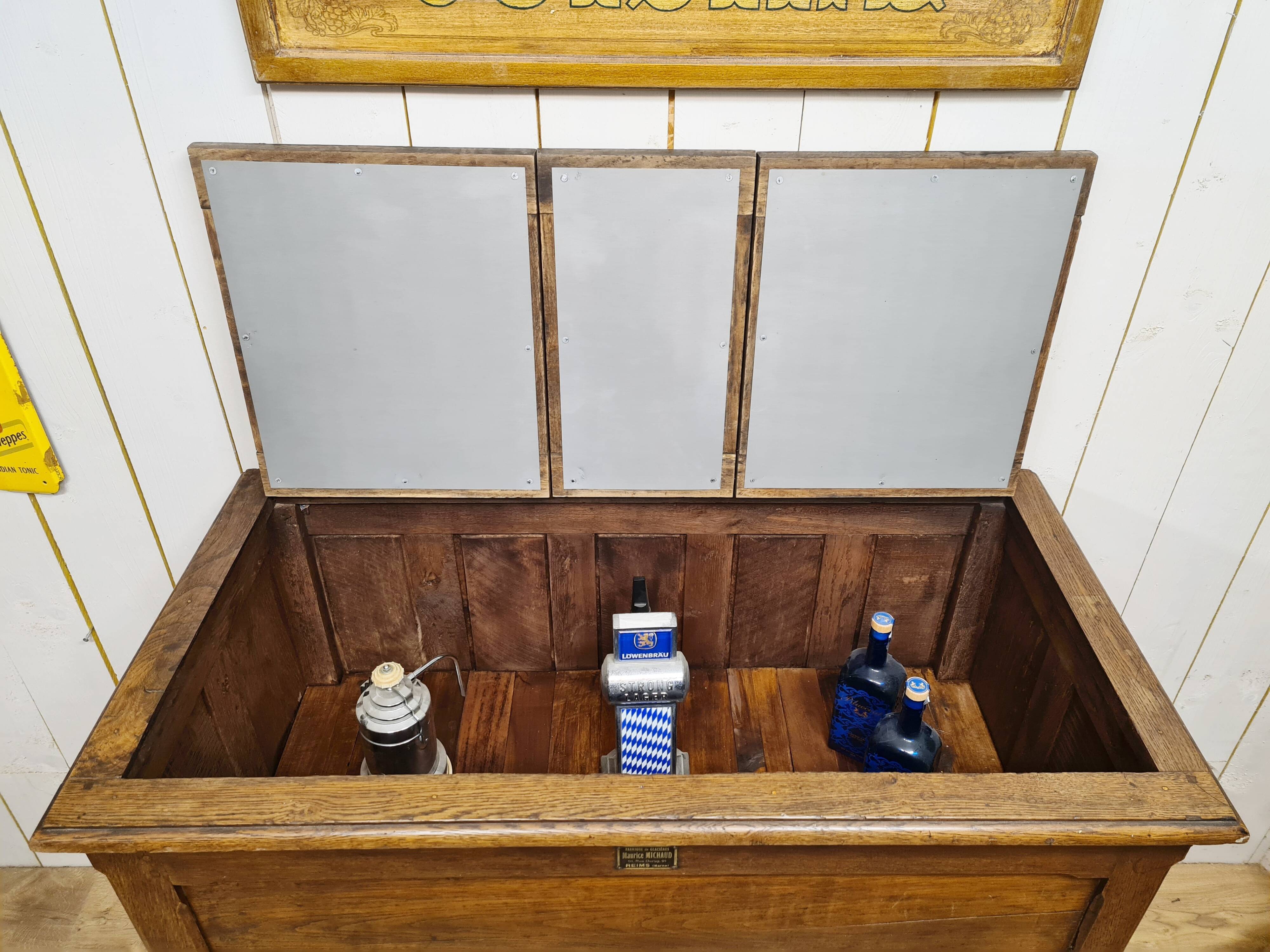 Old michaud brand cooler cabinet in solid oak