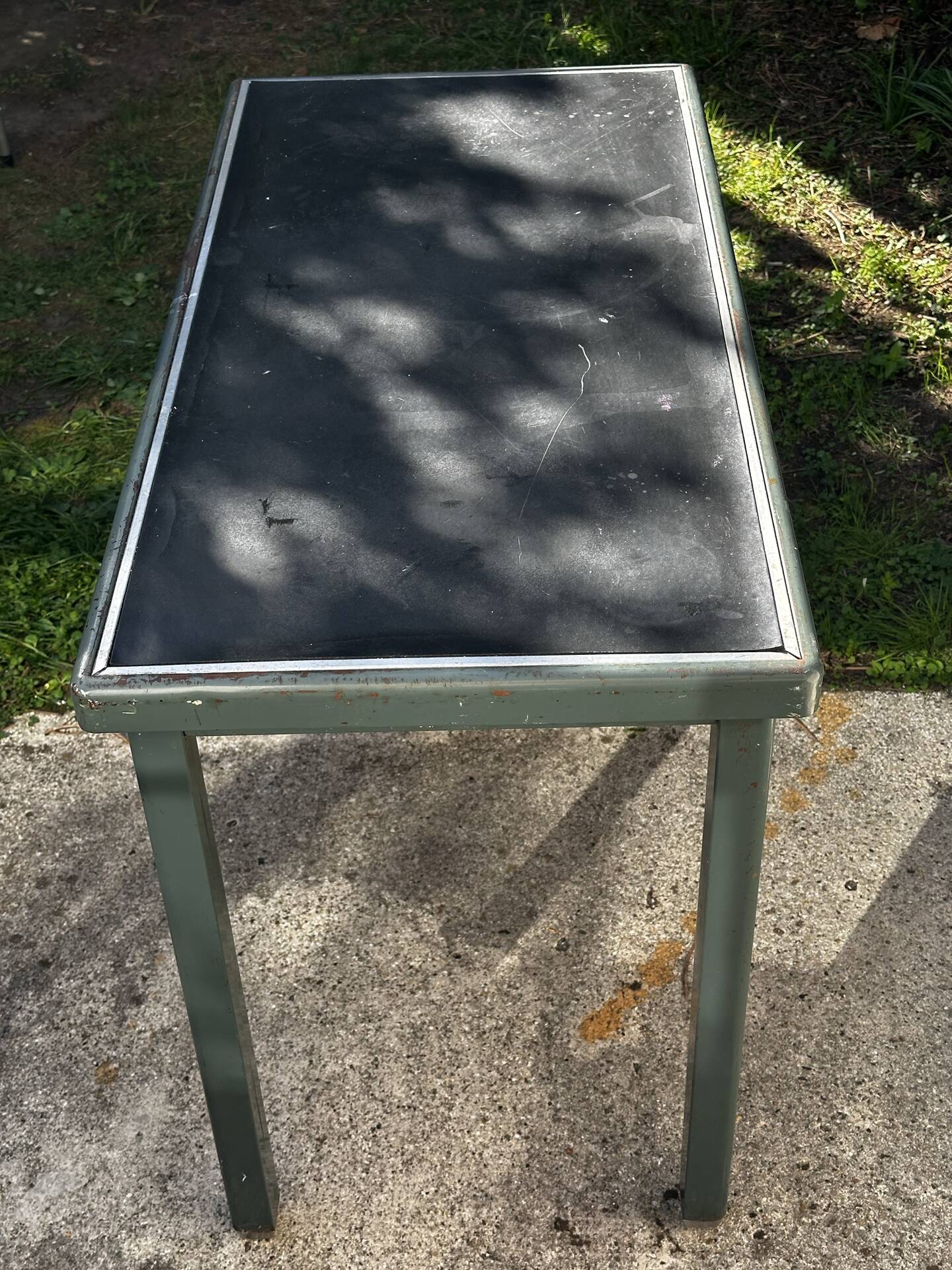Vintage green metal industrial desk – 1950s
