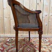 Fauteuil de bureau canné – Style Louis XVI – Bois teinté – XIXe siècle