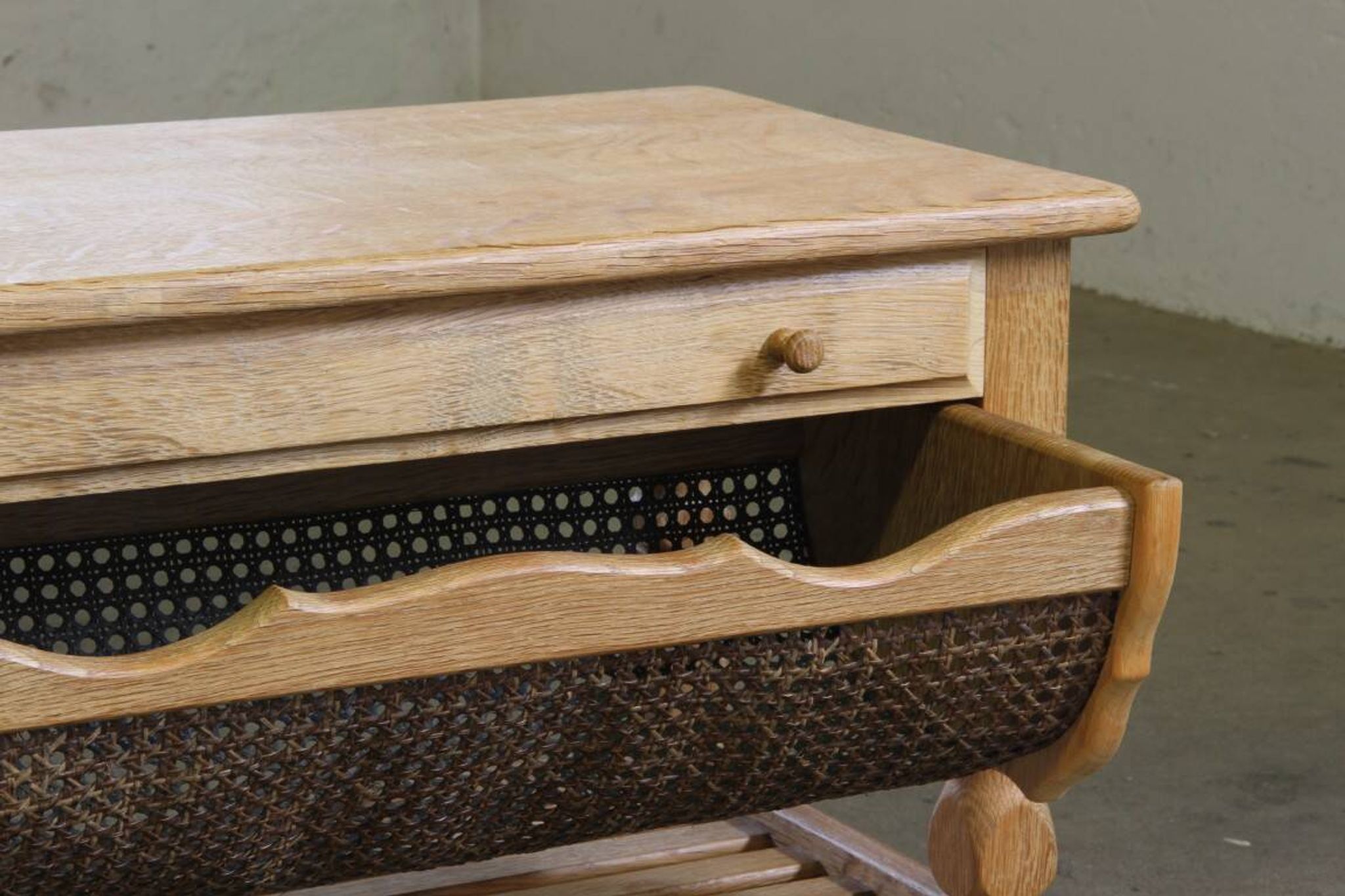 Vintage 1960s Danish oak coffee table, brutalist mid-century, style of Kjærnulf
