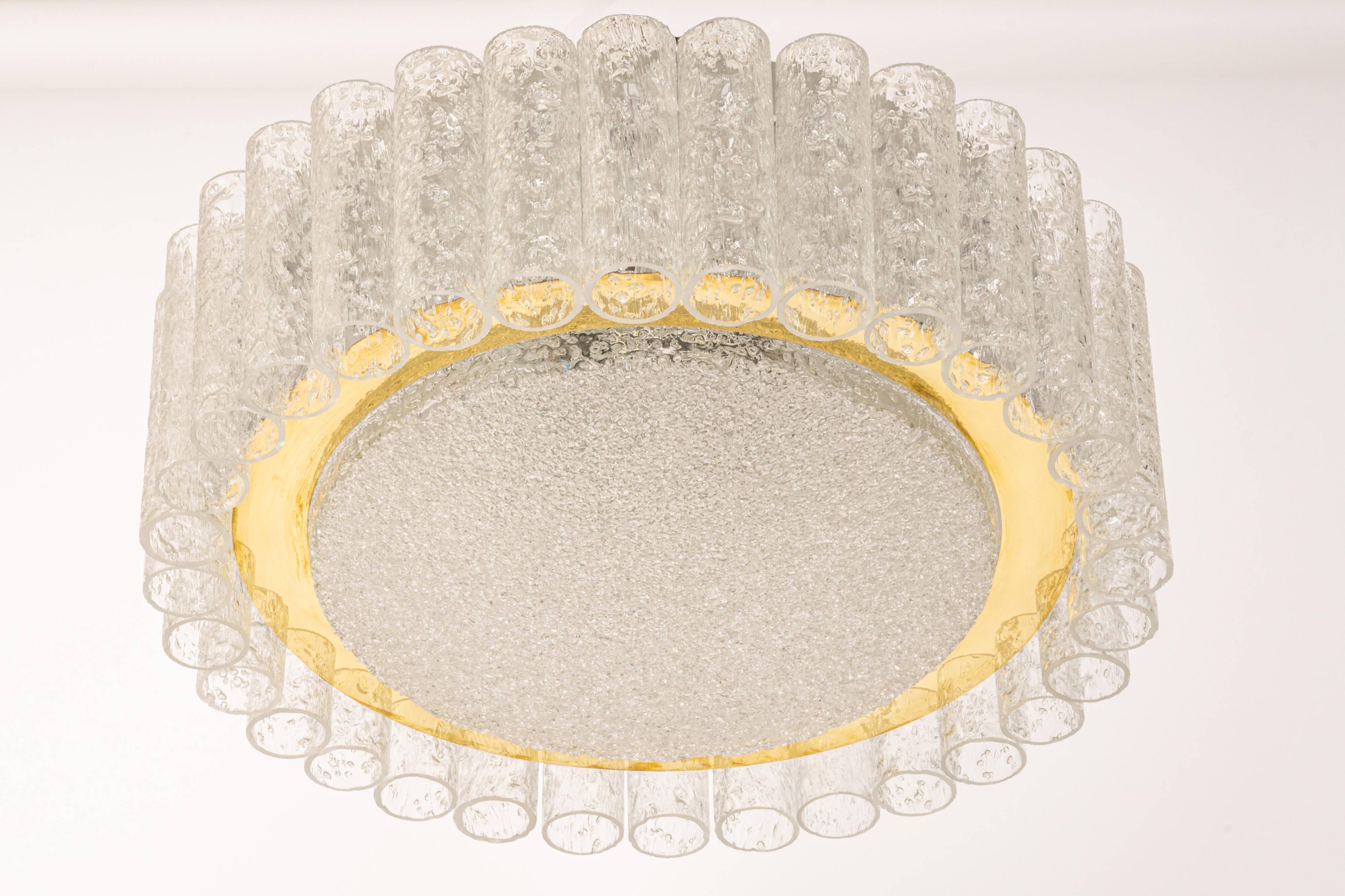 Superb glass tube ceiling light from Murano by Doria, Germany, 1960s.