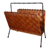 Rattan and metal magazine holder