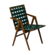 Mid-century Italian armchair in walnut with straps, in the style of Franco Albini.