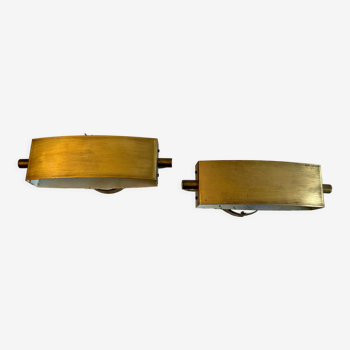 Pair of adjustable vintage wall lamps, brushed brass, Lita 1970