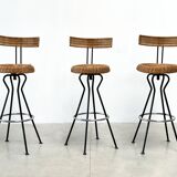 3 rattan barstools